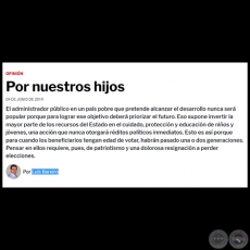 POR NUESTROS HIJOS - Por LUIS BAREIRO - Domingo, 09 de junio de 2019